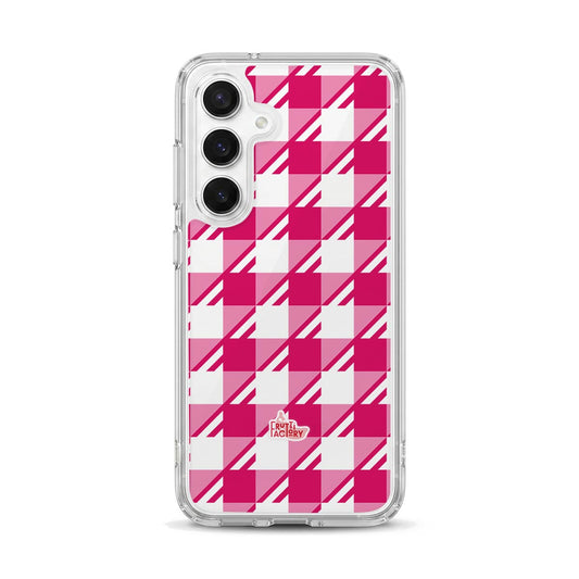 Coque transparente Samsung Galaxy Vichy rose, vue de face