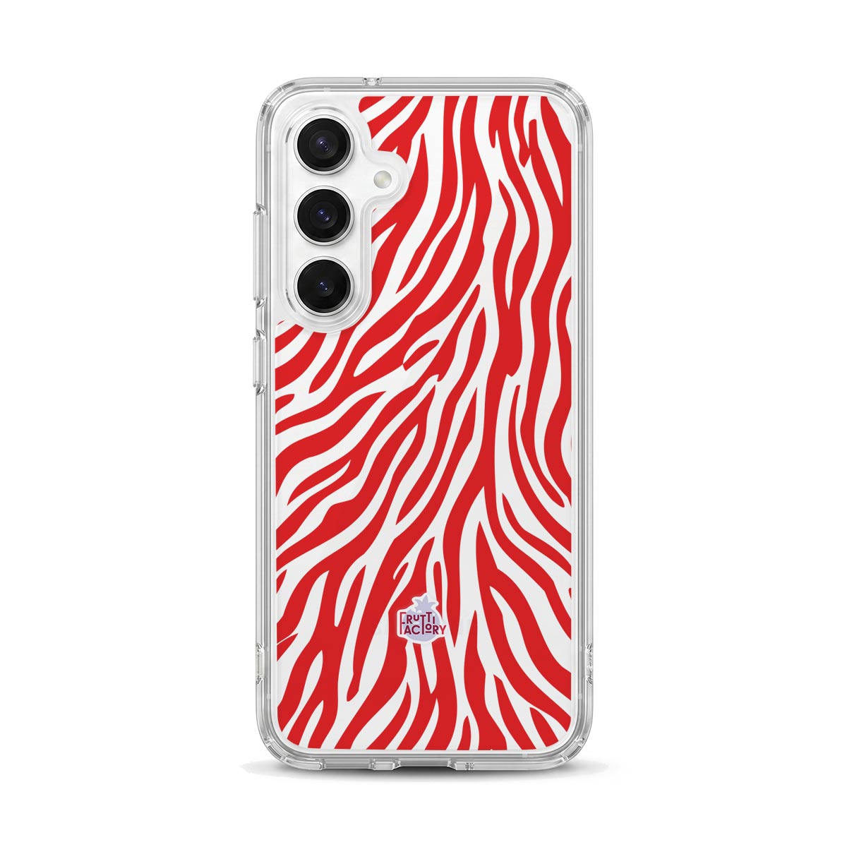 Coque transparente Samsung Galaxy zèbre rouge, vue de face