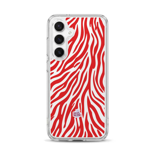 Coque transparente Samsung Galaxy zèbre rouge, vue de face