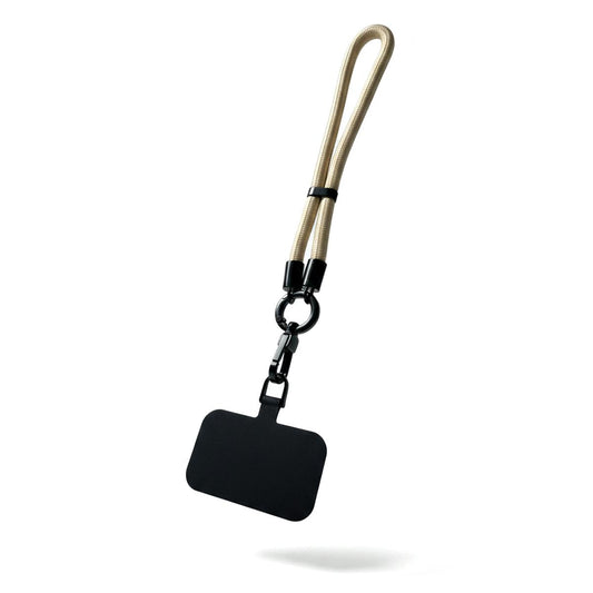 Dragonne de téléphone beige avec adaptateur universel, cordon seul sans téléphone
