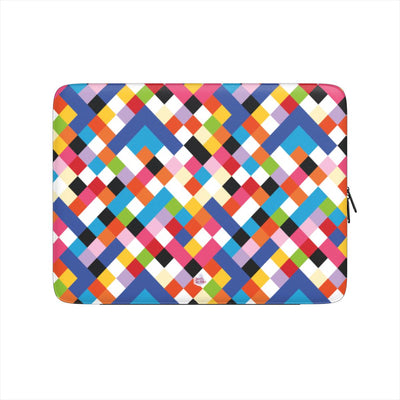 Housse ordinateur portable motif arlequin multicolore, vue de face