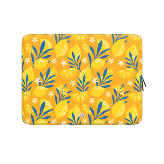 Housse ordinateur portable motif citron jaune, vue de face