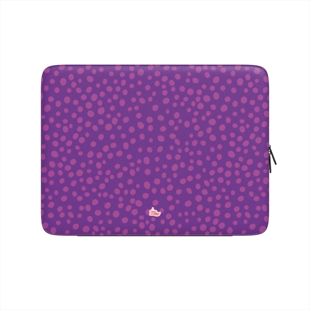 Housse ordinateur portable motif dalmatien violet, vue de face
