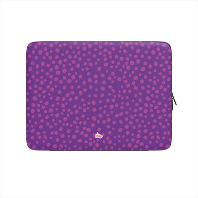 Housse ordinateur portable motif dalmatien violet, vue de face