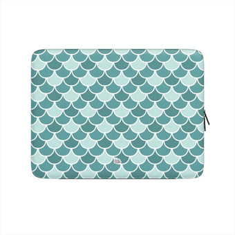 Housse ordinateur portable motif écailles vert, vue de face