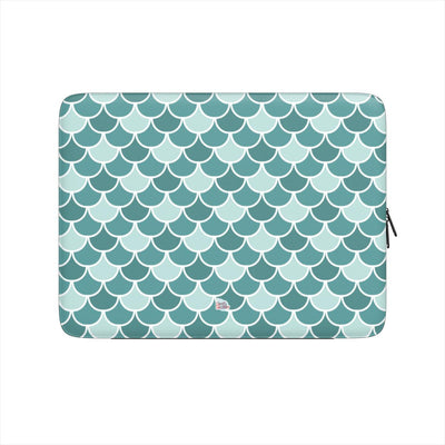 Housse ordinateur portable motif écailles vert, vue de face