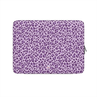 Housse ordinateur portable motif léopard mauve, vue de face