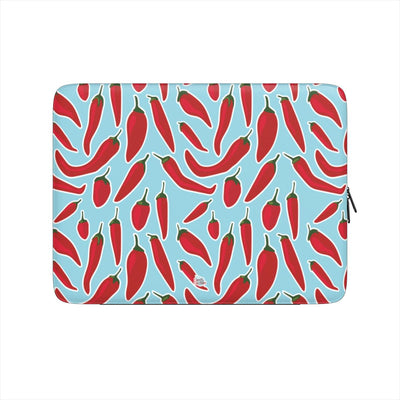 Housse ordinateur portable motif piment bleu, vue de face