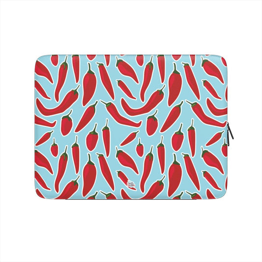 Housse ordinateur portable motif piment bleu, vue de face