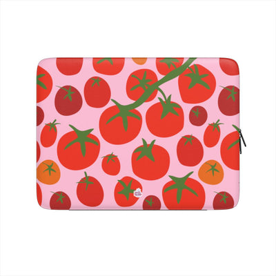 Housse ordinateur portable motif tomate rose, vue de face