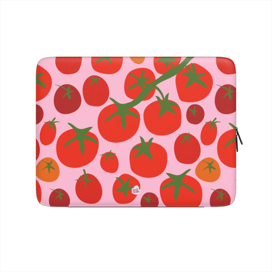 Housse ordinateur portable motif tomate rose, vue de face