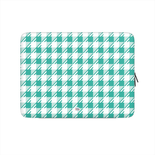 Housse ordinateur portable motif néo-carreau Vichy menthe, vue de face