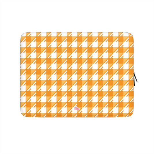 Housse ordinateur portable motif néo-carreau Vichy orange, vue de face