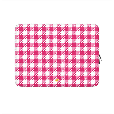 Housse ordinateur portable motif néo-carreau Vichy rose, vue de face