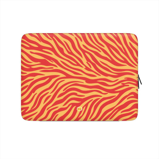 Housse ordinateur portable motif zèbre orange, vue de face