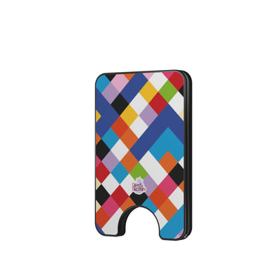 Porte-cartes magnétique arlequin multicolore, vue de face