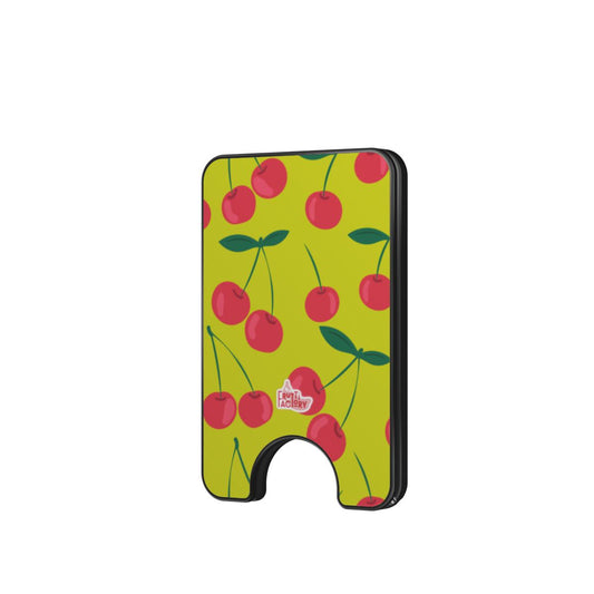 Porte-cartes magnétique cerise verte, vue de face