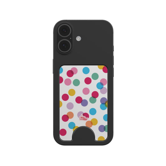 Porte-cartes magnétique confettis blanc, fixé au dos d'un téléphone