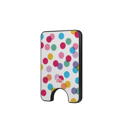 Porte-cartes magnétique confettis blanc, vue de face