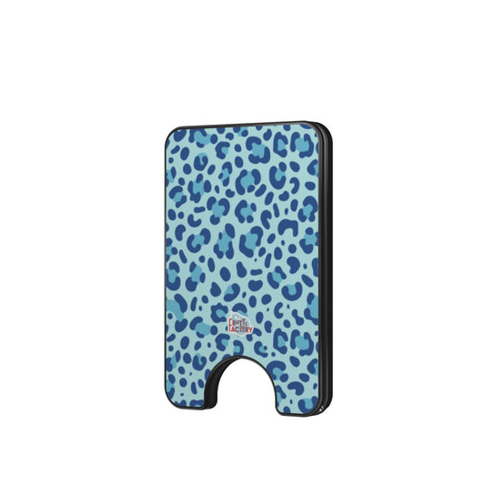 Porte-cartes magnétique léopard bleue, vue de face