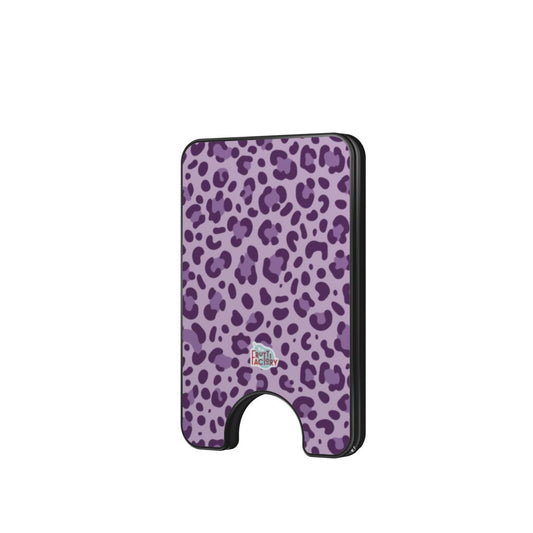 Porte-cartes magnétique léopard mauve, vue de face