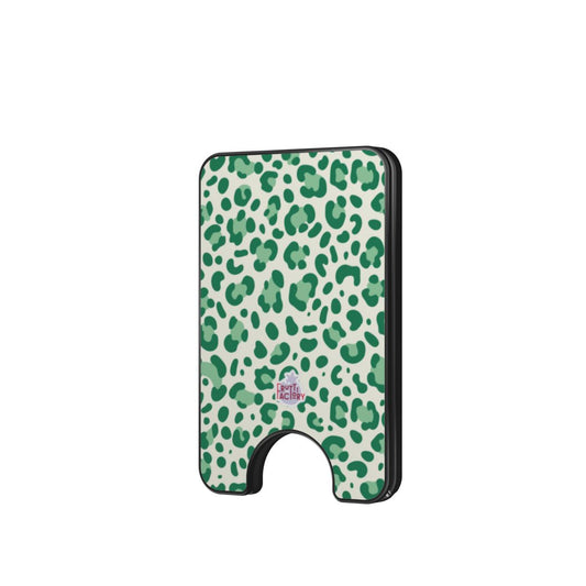 Porte-cartes magnétique léopard verte, vue de face