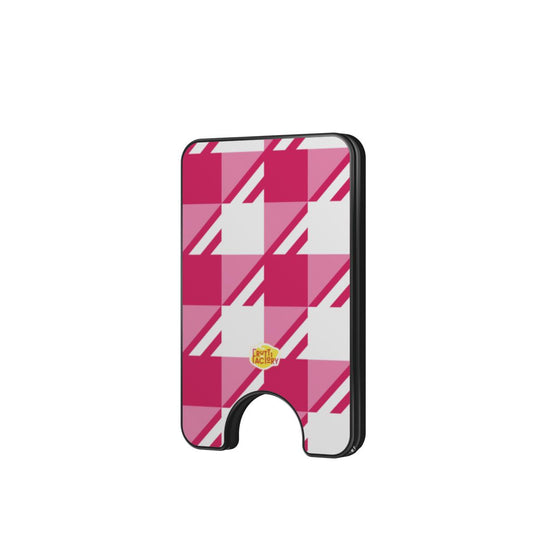 Porte-cartes magnétique Vichy rose, vue de face