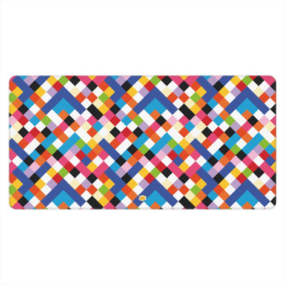Sous-main de bureau motif arlequin multicolore, vue de face