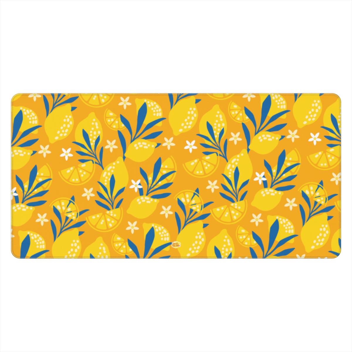 Sous-main de bureau motif citron jaune, vue de face