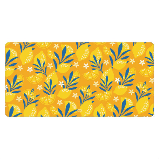 Sous-main de bureau motif citron jaune, vue de face