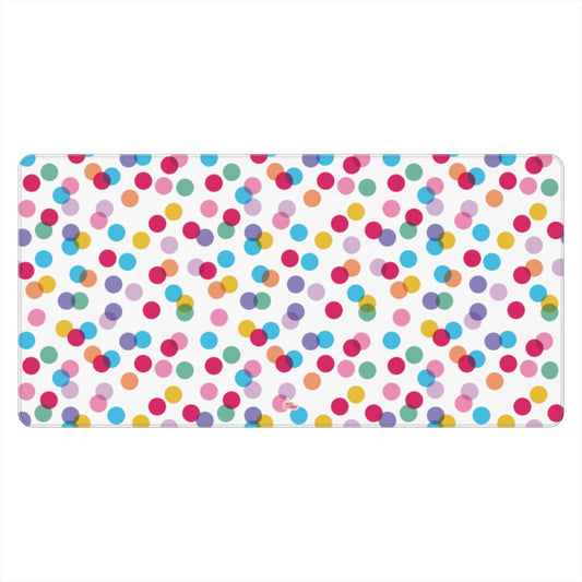 Sous-main de bureau motif confettis blanc, vue de face