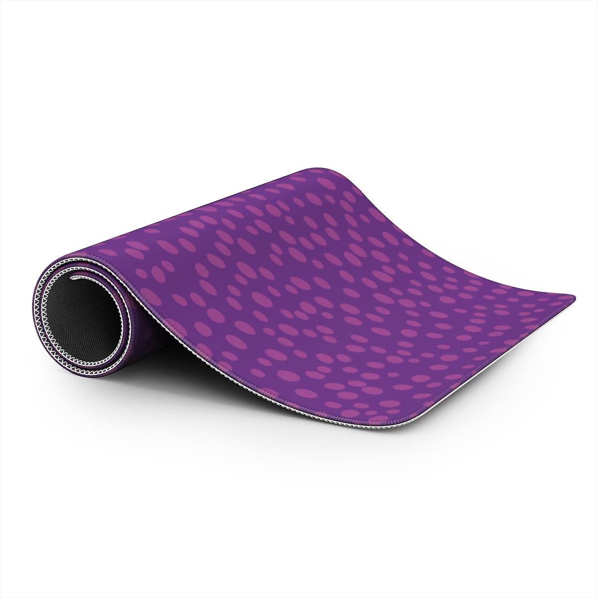 Sous-main de bureau motif dalmatien violet, vue enroulée