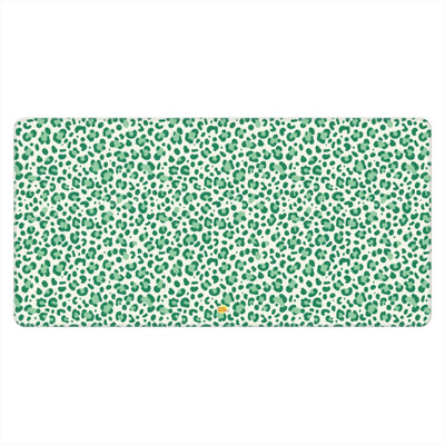 Sous-main de bureau motif léopard vert, vue de face