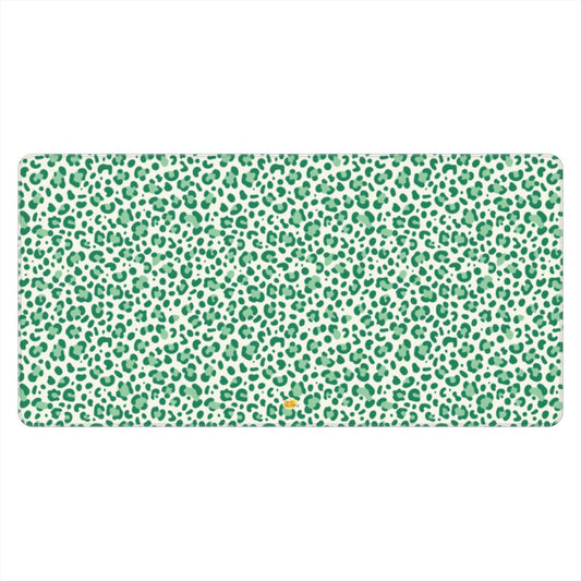 Sous-main de bureau motif léopard vert, vue de face