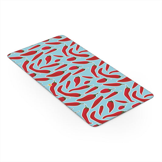 Sous-main de bureau motif piment bleu, vue trois quarts