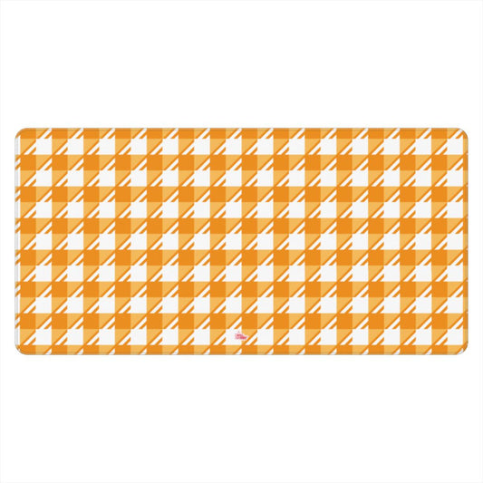 Sous-main de bureau motif néo-carreau Vichy orange, vue de face