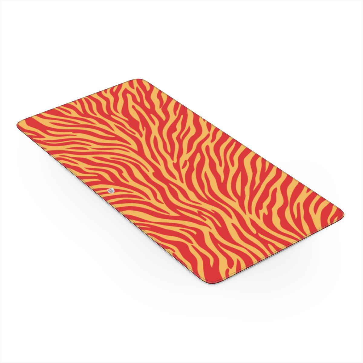 Sous-main de bureau motif zèbre orange, vue trois quarts