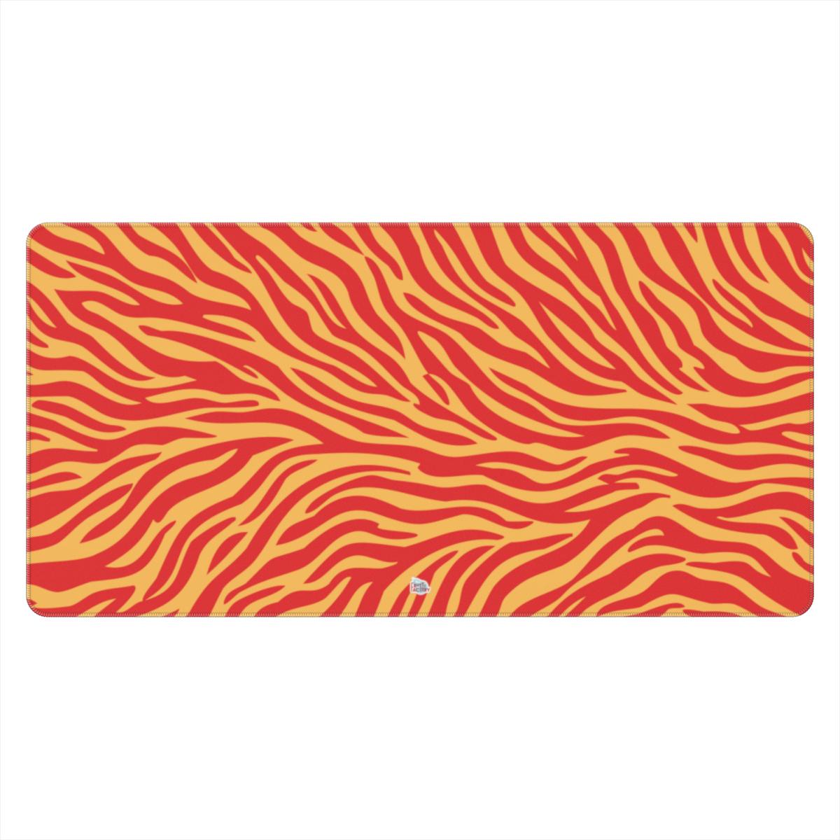 Sous-main de bureau motif zèbre orange, vue de face