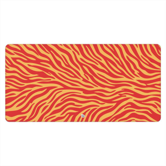 Sous-main de bureau motif zèbre orange, vue de face