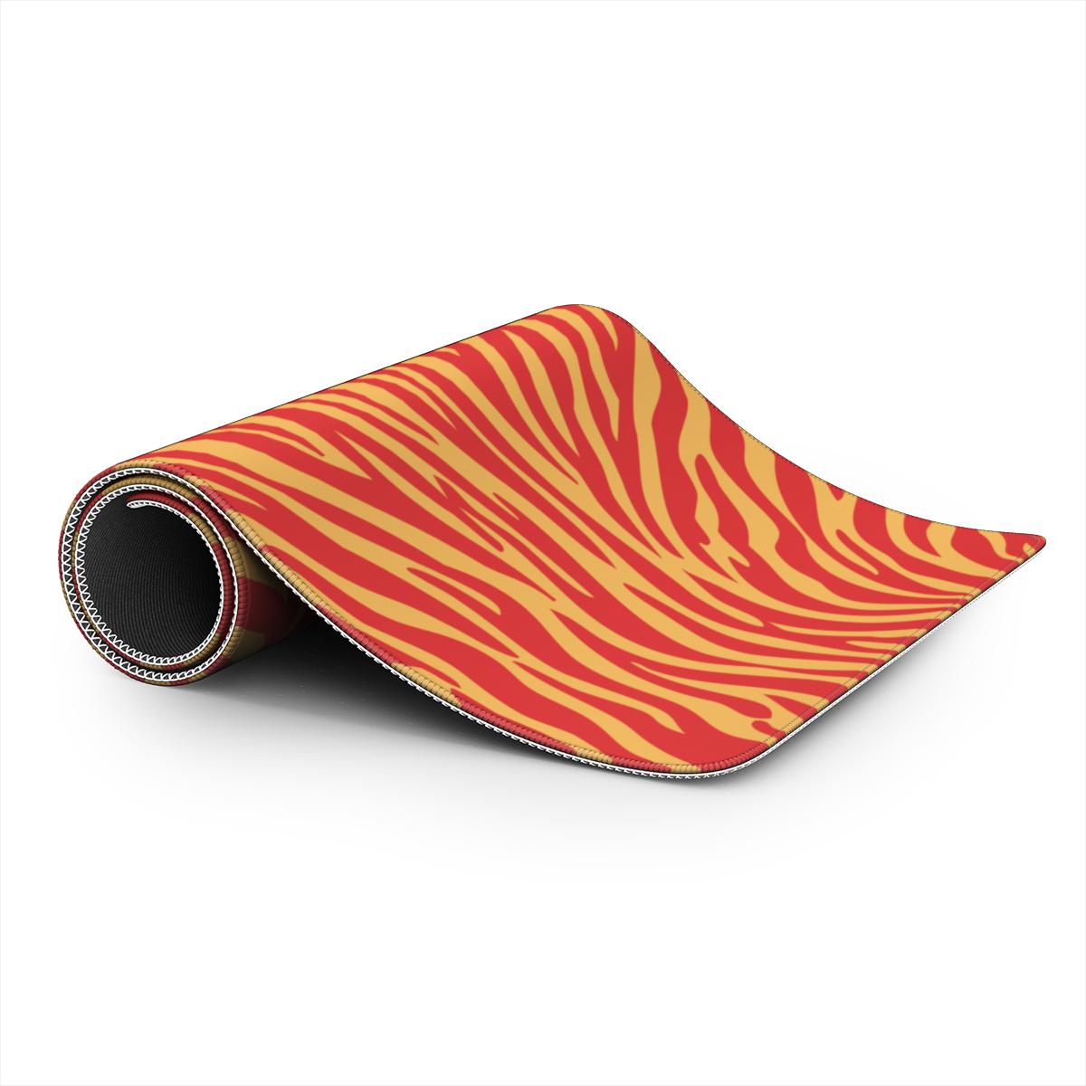 Sous-main de bureau motif zèbre orange, vue enroulée